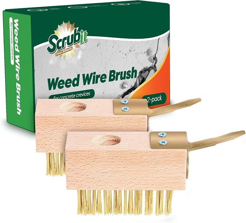SCRUBIT Moss & Weed Remover Wired Grout Cleaner Brush, Great for Cleaning Decks, Pavers, Patios & Walkways Weed
