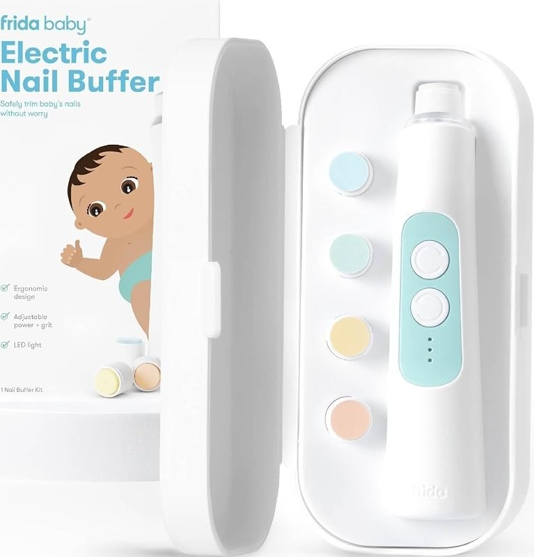 Frida Baby Electric Nail Buffer, Safe Baby Nail File & Trimmer Kit, White — nail for best baby monitor best rated