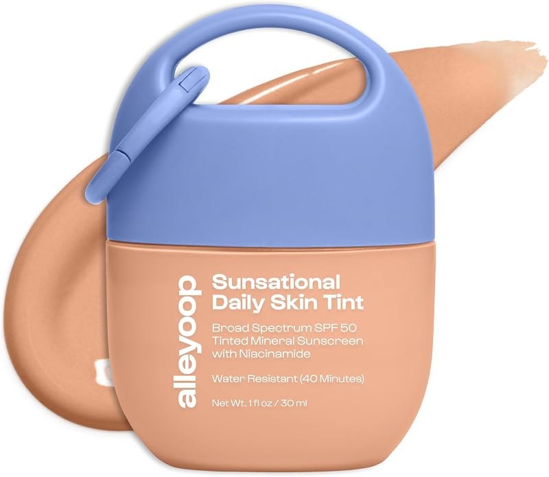 Alleyoop Sunsational Tinted Mineral Sunscreen for Face, SPF 50, Glisten — Makeup and SPF that will not break y for