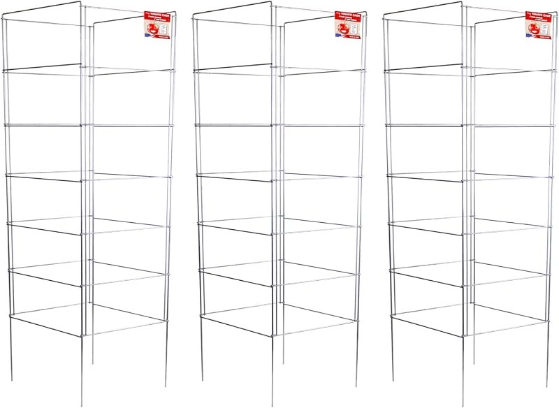 Cedar Ridge Square Foldable Tomato Cages - Made in USA Heavy Duty Plant Support for Vegetable Garden, Vegetables, and