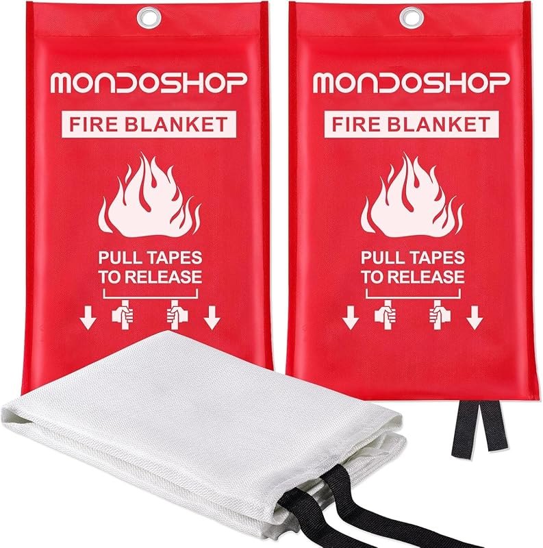 Mondoshop Fire Blankets Emergency for Kitchen Home - Emergency Fire Retardant Blanket for Home Fireproof Blanket for