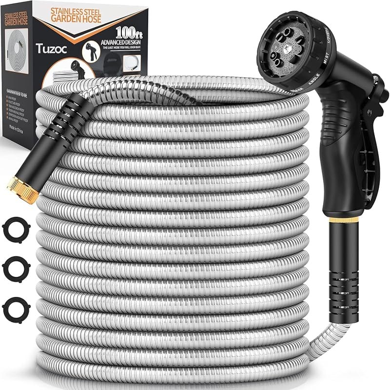 Rcfunkid Garden Hose 100FT No-Kink Metal Hose With 10 Function Nozzle Tough — pto-shaft-cover-no-leak for PTO shaft