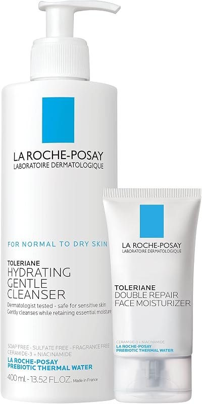 La Roche-Posay Toleriane Hydrating Gentle Facial Cleanser, with Niacinamide — non comedogenic moisturizer kit for non