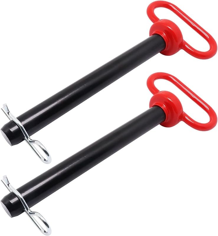 Hitch Pin 2 Pcs, 3/4 x 6-1/2 inch Tractor Towing Hitch Pin and Clip, Red Handle Trailer Hitch Pin Gate Pins for Towing