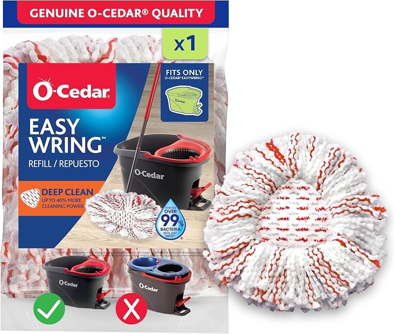 O-Cedar EasyWring Deep Clean Refill (1-Pack) — spin mop refill heavy duty for spin mop refill durable heavy duty