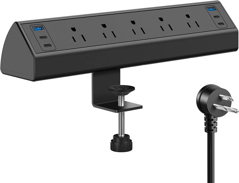 Jgstkcity Desk Clamp Power Strip USB C,40W Total Fast Charging Station,4 PD 20W USB C Ports,Desk Edge Mount Surge