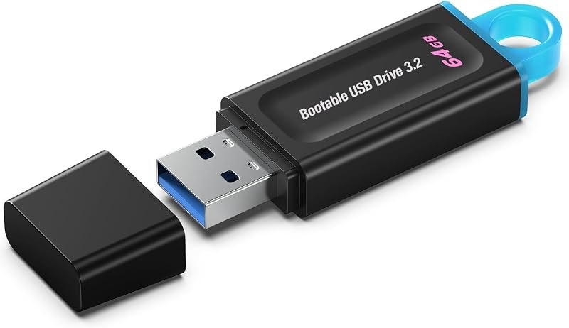 64GB - Bootable USB Drive 3.2 for Windows 11/10 / 8.1/7, Install/Recovery, No TPM Required, Included Network Drives