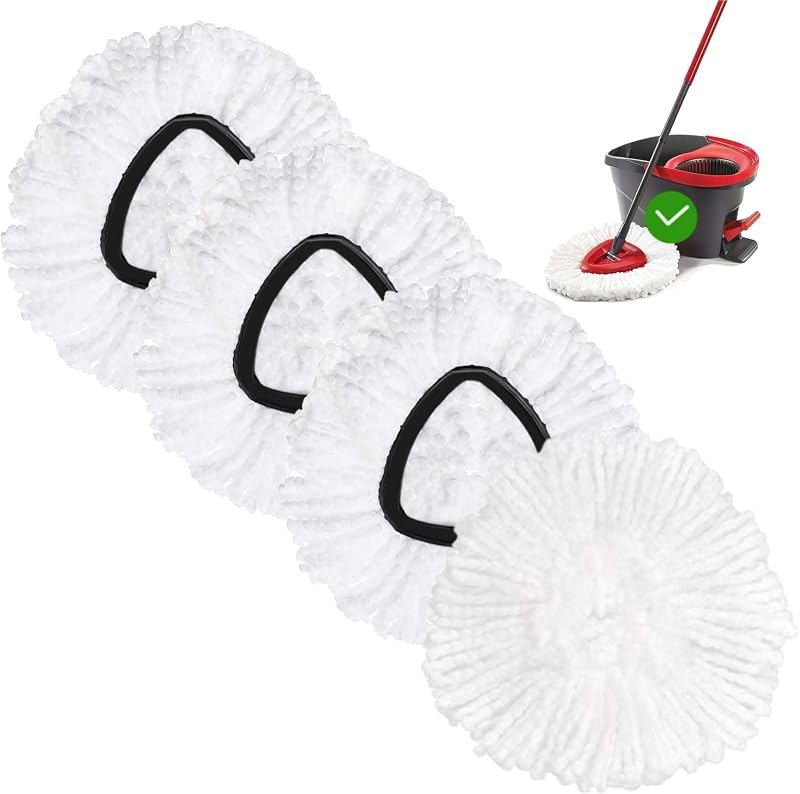 4 Pack Spin Mop Replacement Head Mop Refill Compatible with Oceda Triangle Swivel Mops Microfiber Swivel Mop