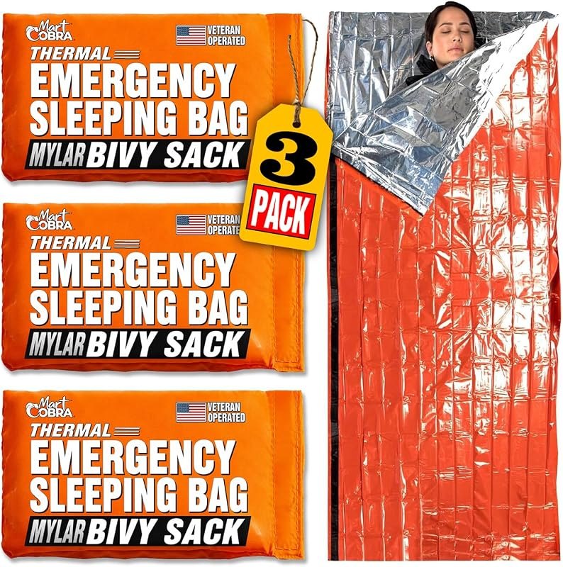 Emergency Sleeping Bag Mylar Bivy Sack Thermal Heat Survival Gear &Supplies — Off Grid pack for off grid kit