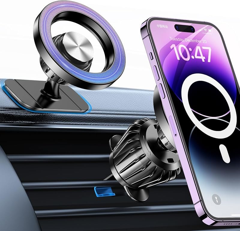 for iPhone Magsafe car Mount【20 Strong Magnets】Magnetic Phone Holder for Car Dashboard【360° Rotation】Hands Free Car Phone Holder Mount Da...