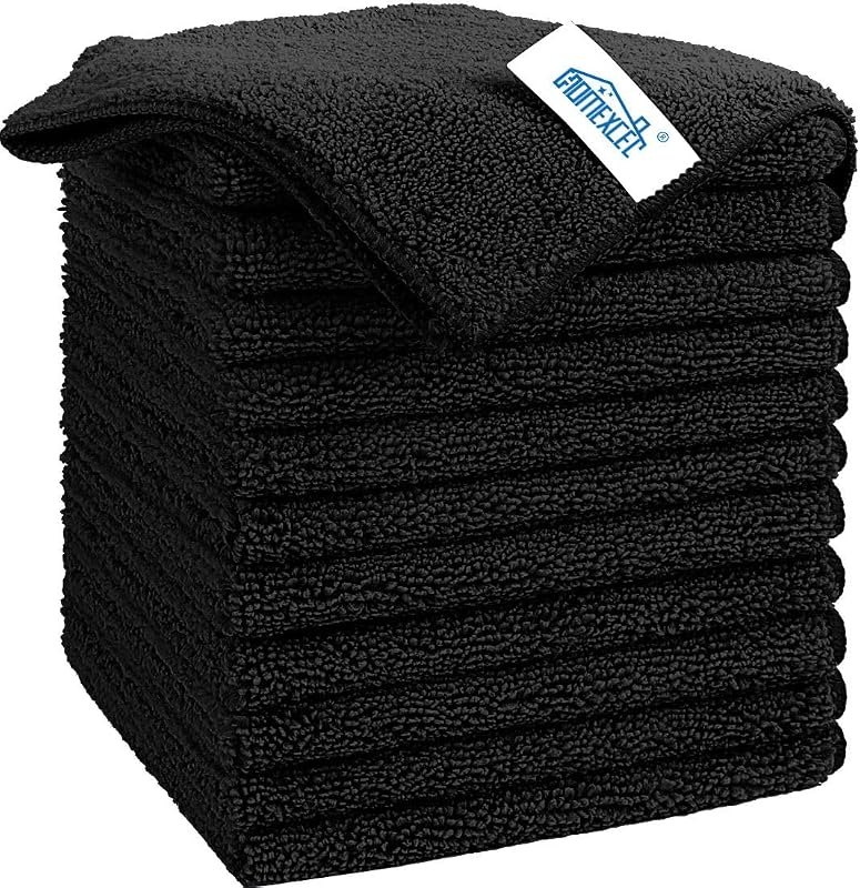 HOMEXCEL Black Microfiber Cleaning Cloth, Microfiber Towels for Car, 12 PK