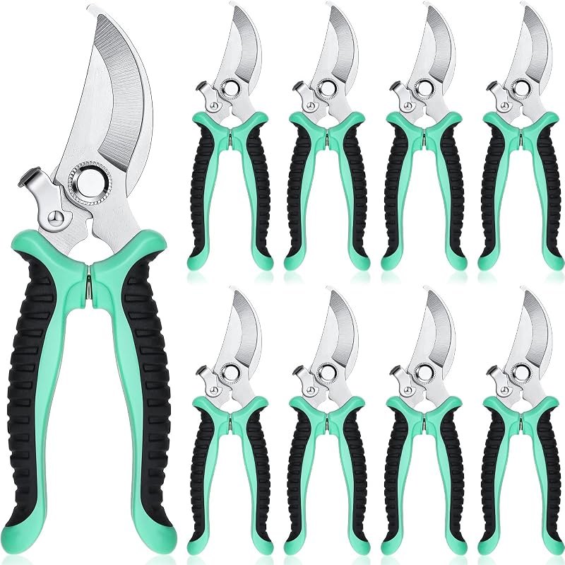 Lothee 9 Pcs Garden Pruning Shears Bulk, Gardening Shears&Scissors, Green — bypass pruners pack for bypass pruners