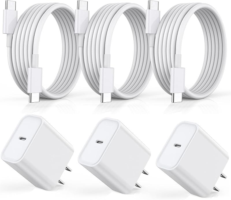 Fast Charger for iPhone 17 16 15, 3Pack USB C iPad Charge PD Fast Charger Block 6FT Long USBC to Type C i Phone Charging Cable Cord for i...