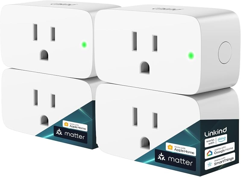 Linkind Matter Smart Plug, Work with Apple Home, Alexa, Siri, Google Home — Matter for best smart plug