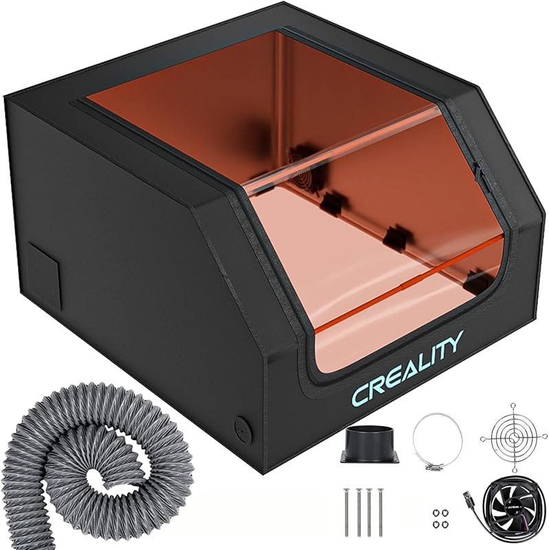 Creality Laser Engraver Enclosure, Fireproof and Dustproof Protective Cover 700x720x400mm with Exhaust Fan and Pipe