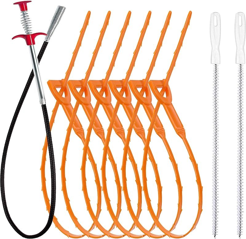 Drain Snake Hair Clog Remover Tool Set - 9 Pack Deep Cleaning Kit — hair clog remover for enzyme drain cleaner under