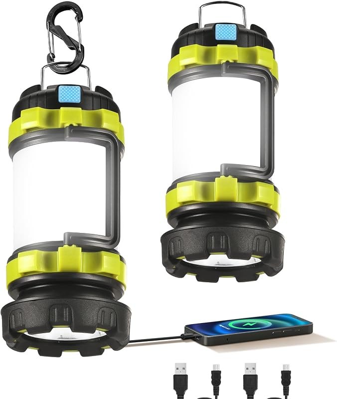 Consciot 2 Pack LED Camping Lantern Flashlight Rechargeable, 6 Light Modes — rechargeable for best camping lantern