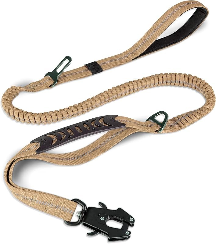Joytale Tactical Bungee Dog Leash, Shock Absorbing No Pull, Coyote Brown — leash for best dog accessories best rated