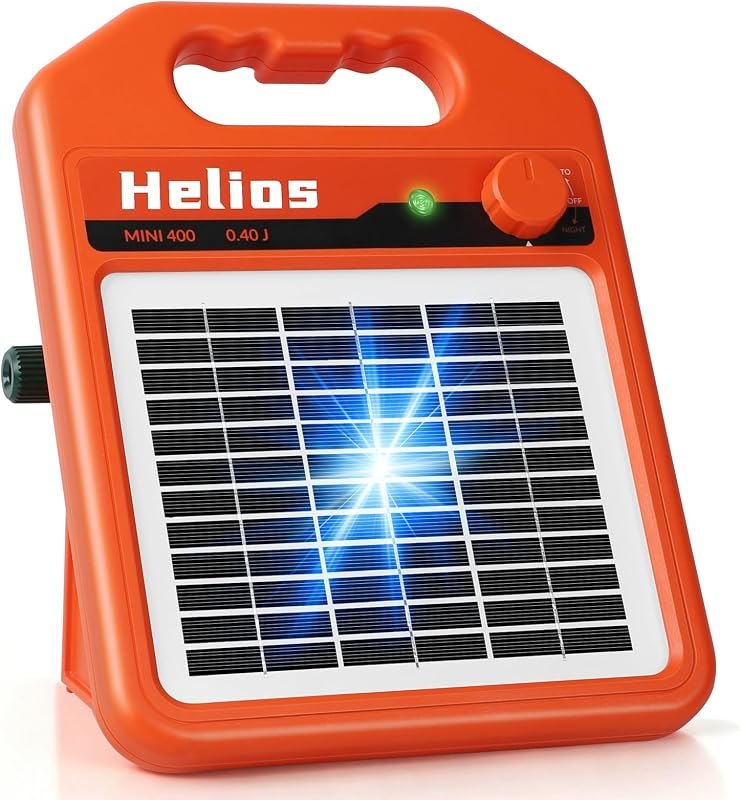 ANDMON MINI400 30 Miles Solar Electric Fence Charger, 0.4 Joule Solar Electric Fence for Livestock, Horses, Cattle