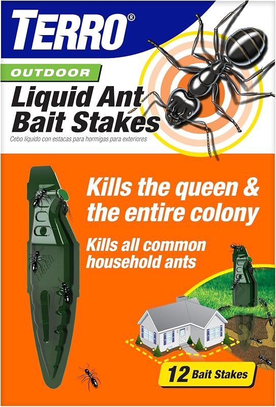 TERRO Outdoor Liquid Ant Bait Stakes, 12-Pack, Ready-to-Use Ant Killer Trap — outdoor ant bait for ant bait stations
