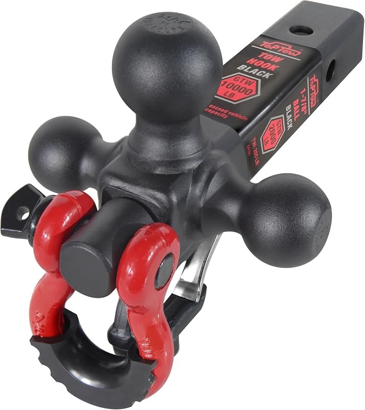 TOPTOW Trailer Hitch Tri-Ball Hitch Mount w/Matte Black Triple Hitch Balls 1-7/8-inch, 2-inch, 2-5/16-inch, Multi-fit