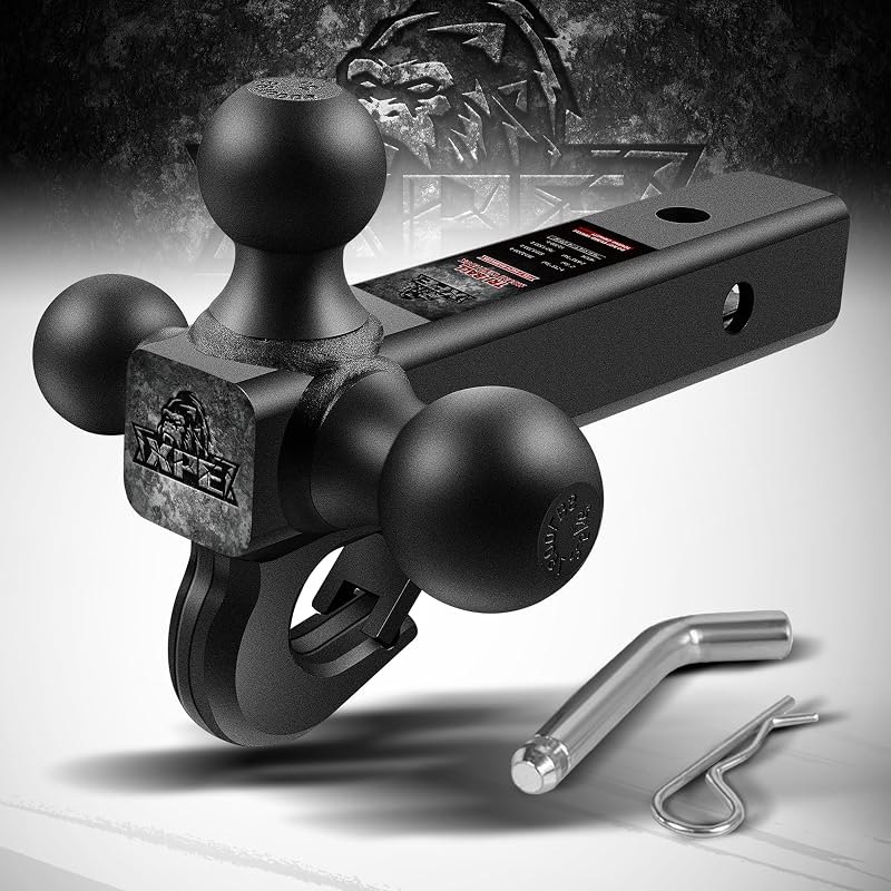 XPE Tri Ball Trailer Hitch Mount with Hook Fits 2 Inch Receiver Matte Black — best-trailer-hitch for trailer hitch
