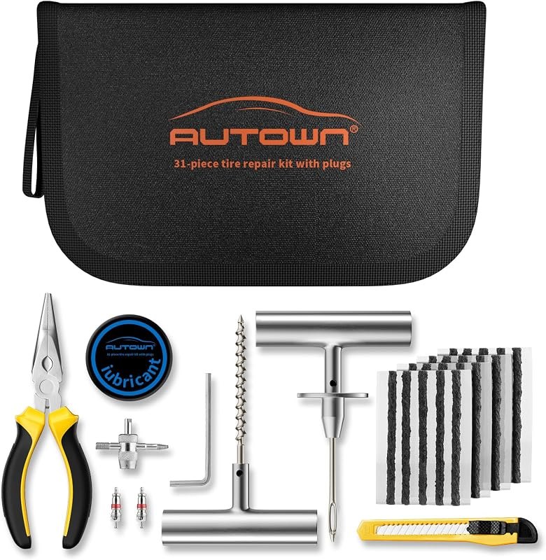 AUTOWN Flat Tire Repair Kit with Plugs 31pcs, Professional Tire Plug Kit — best Motorcycle for motorcycle kit