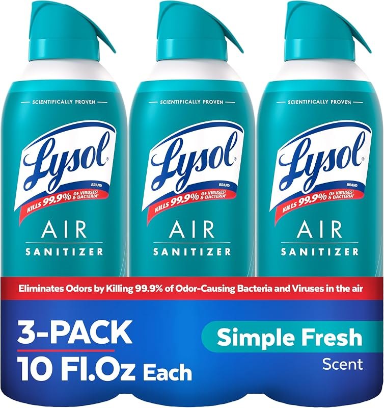Lysol Air Sanitizer Spray, Air Freshener Alternative, Simple Fresh 3-Pk — odor eliminator spray pack for odor