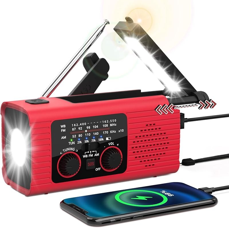 NITIGO Emergency Weather Radio, 4000mAh NOAA Weather Radio Solar Charging — emergency crank radio no leak for