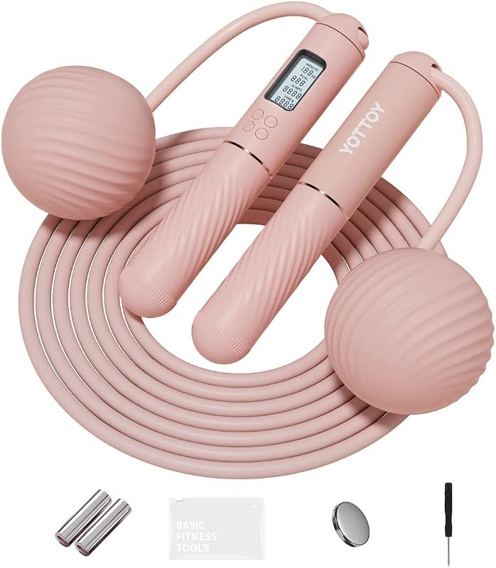 YOTTOY Skipping Ropes for Adults -Cordless Counter Jump Rope with Large Cordless Ball-Weighted Jump Rope for Women