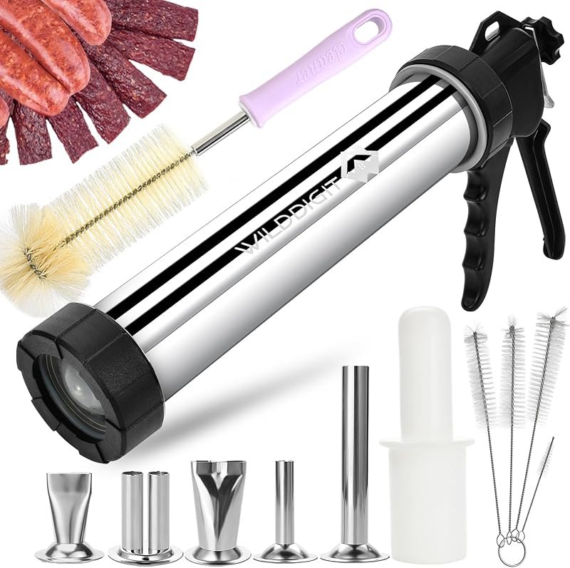 3rd Gen 2.1 LB Stainless Steel Beef Jerky Gun Kit & Sausage Stuffer — jerky gun for food dehydrator under 30 budget