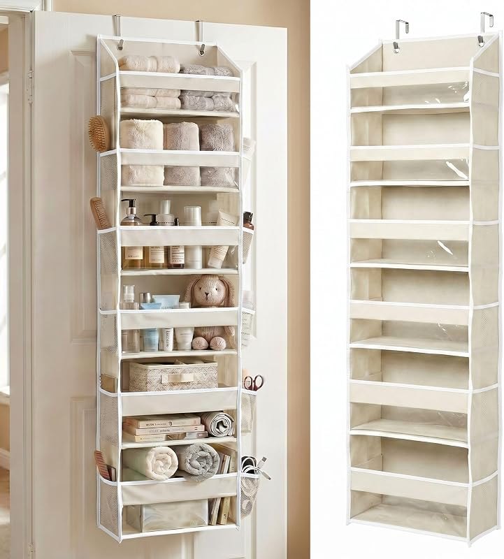 HOMELUX THEORY Over the Door Organizer, 6-Tier, 100D Fabric, Ivory 1pc