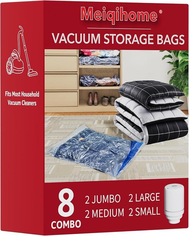 Vacuum Seal Bags for Clothing Travel & Home Storage, travel vacuum bags with pump, Store Blankets, Comforters