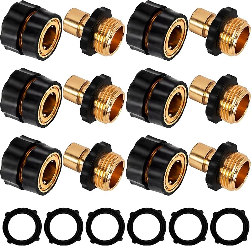 LIULO TOOL 3/4 Inch Garden Hose Quick Connect, Aluminum Garden Hose Fittings, Male and Female Water Quick Release