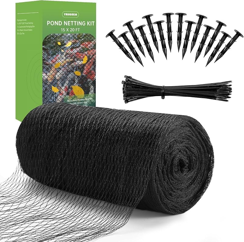 Pond Netting 15 x 20FT, Heavy Duty Pond Netting for Koi Ponds Fine Mesh Net — pond-netting-amazon for pond netting