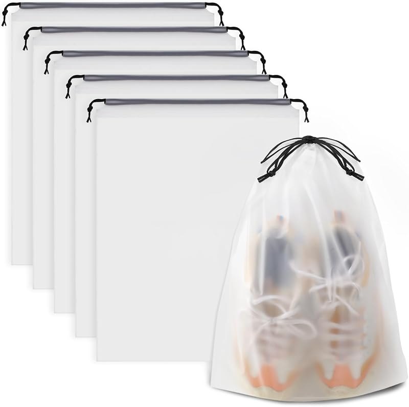 Clear Shoe Bags for Travel 5 PCS, Drawstring Travel Shoe Bags for Packing — shoe for best packing cubes