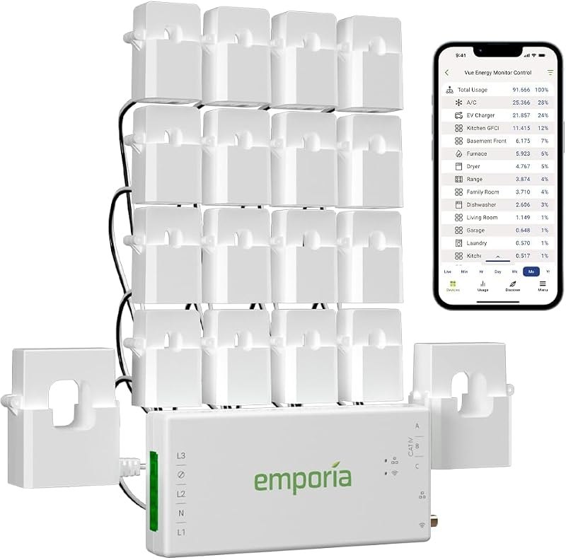 Emporia Vue 3 Home Energy Monitor - Smart Home Automation Module and Real Time Electricity Usage Monitor, Power