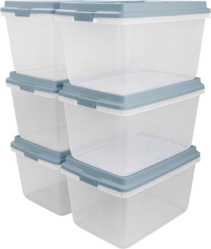 Hefty HI-RISE Stackable Storage Bins - Under Bed Storage Containers with Lids, Shoe Organizer, Plastic Storage Bins