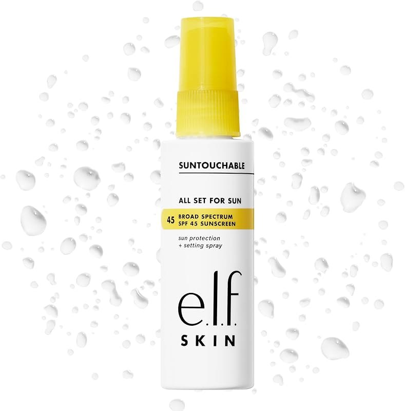 e.l.f. SKIN All Set For Sun SPF 45 Setting Spray — Makeup and SPF that will not break y for makeup spf will not