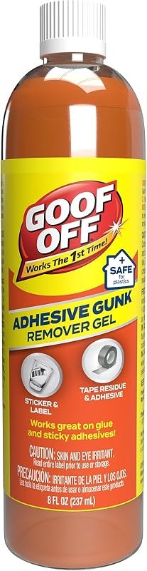 Goof Off Adhesive Gunk Remover, 8 fl. oz., Removes Stickers, Glue, Labels, Tape Residue and Adhesive, Ideal for Hard
