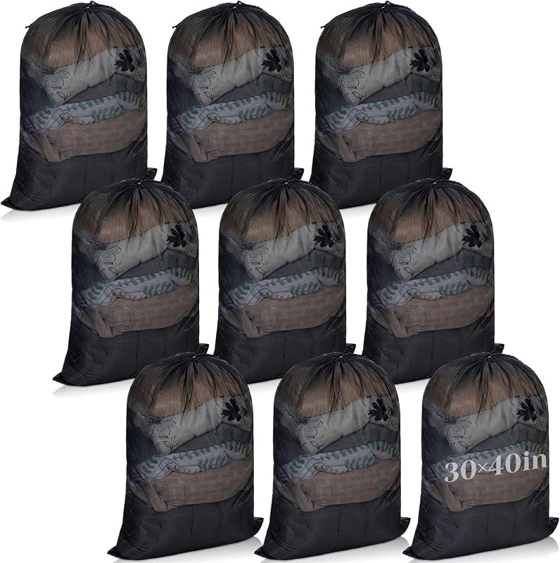 Windyun 9 Pcs Mesh Laundry Bags Drawstring Lockable Travel Storage, Black — mesh laundry bag kit for mesh laundry bag