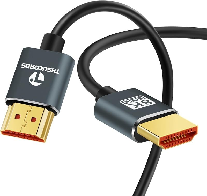 Thsucords Ultra Thin 8K 4K HDMI Cables 15FT, Slim & Flexible Soft High Speed HDMI 2.1 Cord Support 4K@120Hz 8K@60Hz