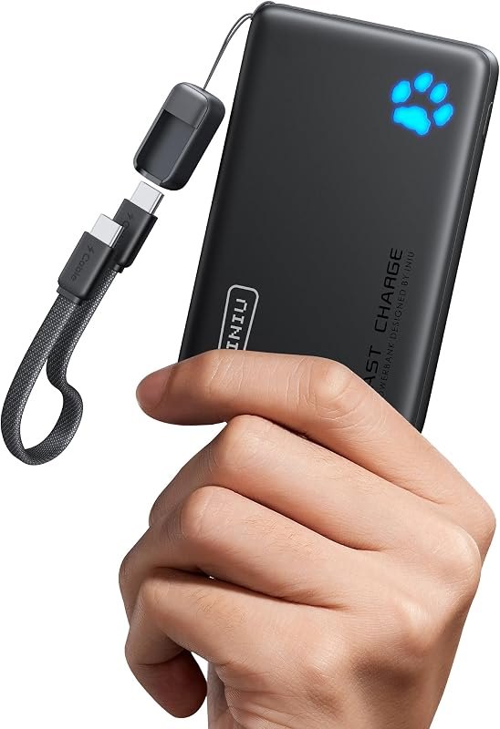 INIU 10000mAh 45W Fast Charging Portable Charger, Smaller Travel Power Bank | Flight-Safe, Detachable USB C Cable, Travel Essential, Exte...