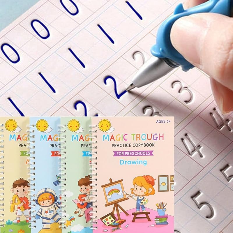 Magic Grooved Reusable Writing Books, Tracing Workbook for Kids Ages 3‑5 — Self help books refill for self help books