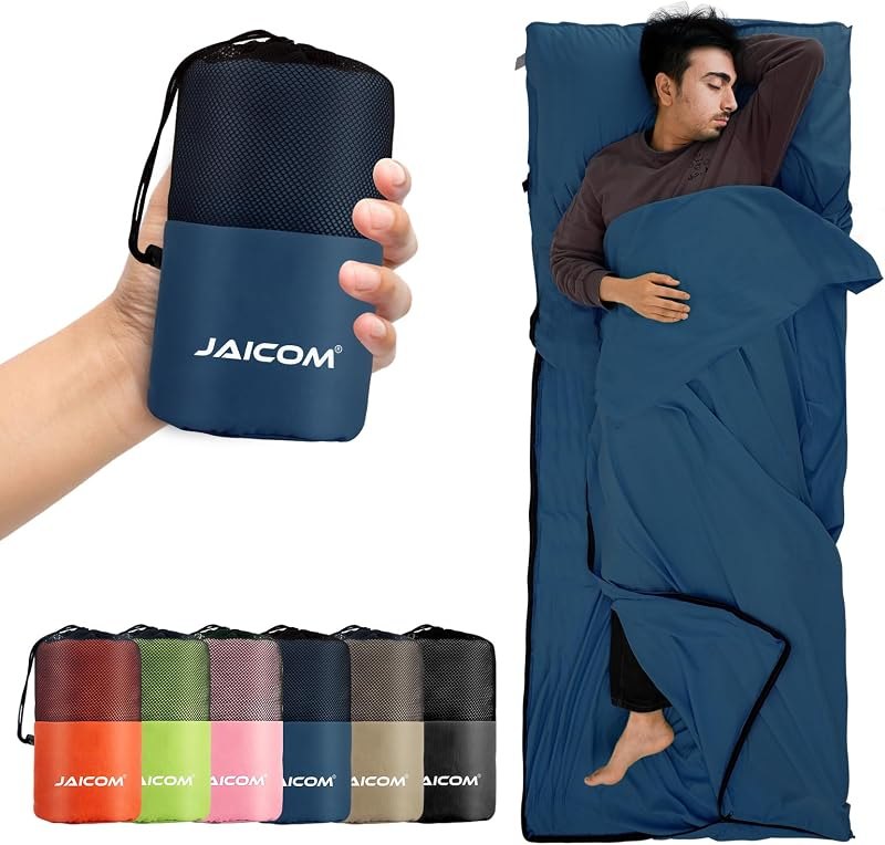 JAICOM Sleeping Bag Liner, Travel Sheets Ultralight Summer Sleeping Bag — liner for best sleeping pad camping under 40