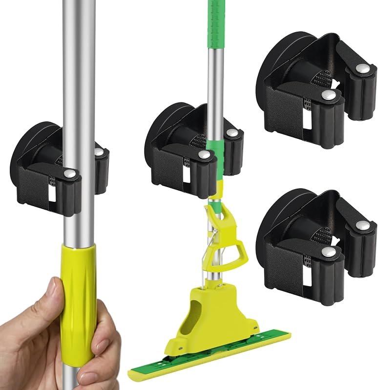 ULIBERMAGNET Magnetic Mop Broom Holder,Heavy Duty Movable Magnetic Broom Holder Rack,Anti-slip Wall Mounted Utility