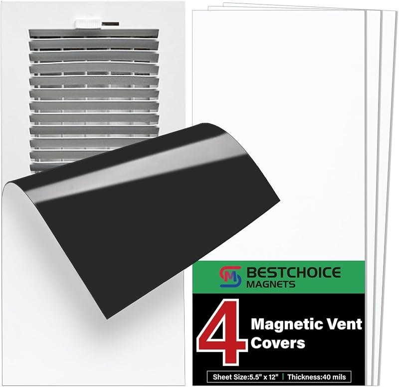 BEST CHOICE MAGNETS 4 Pack Magnetic Vent Cover Strong Vent Cover 5.5x12inch — magnetic vent cover for register booster