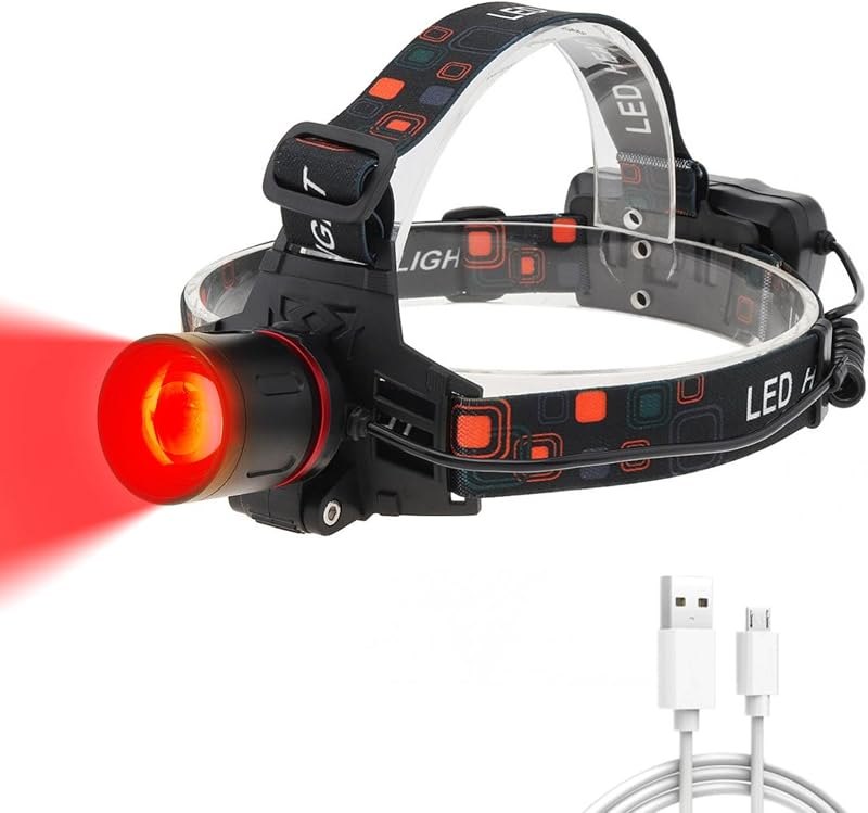 WINDFIRE Red Light Headlamp Rechargeable Red Hunting Head Light Zoomable — red light for best camping lantern best rated