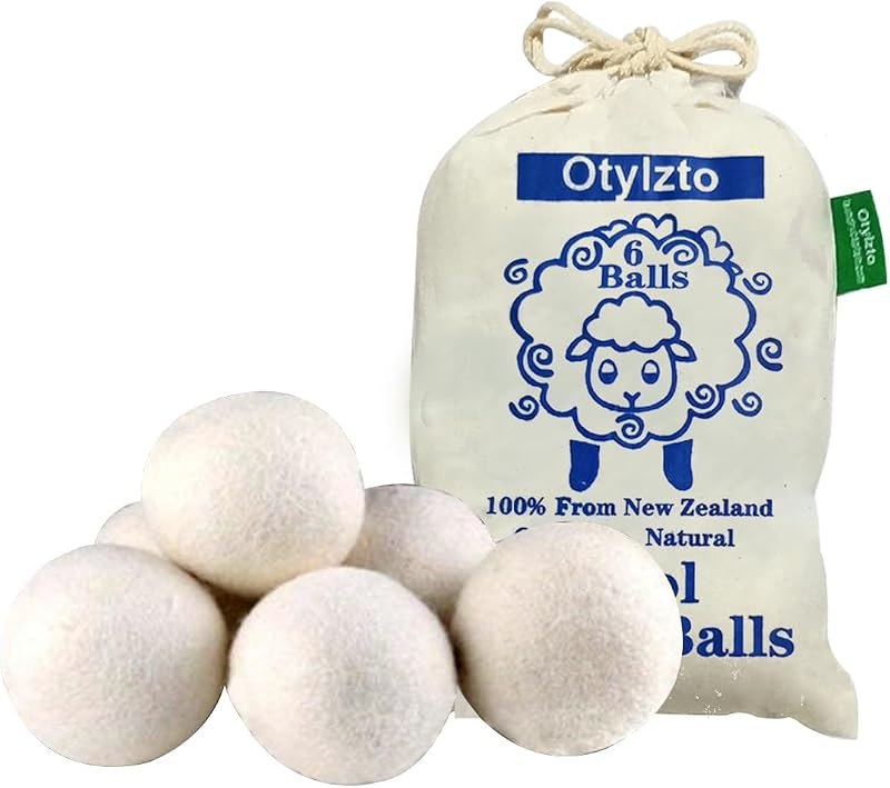Otylzto Wool Dryer Balls 6-Pack, Drying Balls for Laundry,Reusable As Natural Fabric Softener, Reduce Clothing