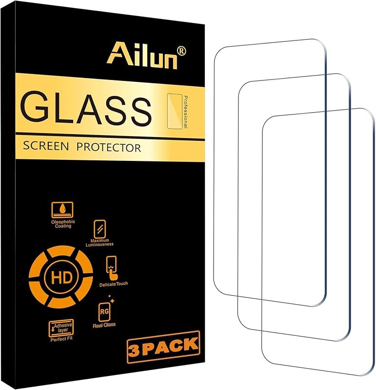Ailun 3 Pack Screen Protector for iPhone 16 / iPhone 15 / iPhone 15 Pro | 6.1 Inch, Tempered Glass, Dynamic Island Compatible, Case Friendly